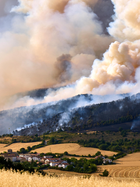 Fotos del incendio en Ezcabarte al norte del monte San Cristóbal