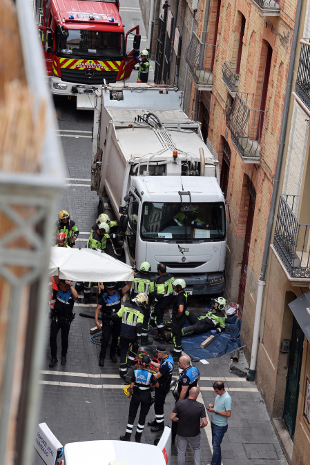 Fotos del atropello de un camión a varias personas en Navarrería
