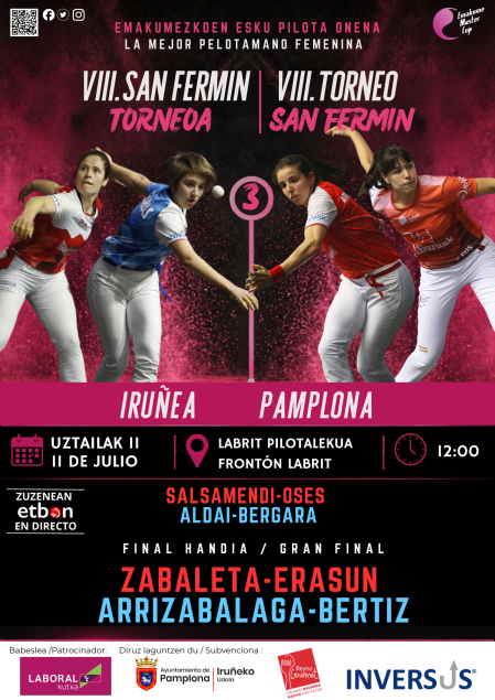 Cartel de la gran final de pelota fememina en el frontón Labrit
