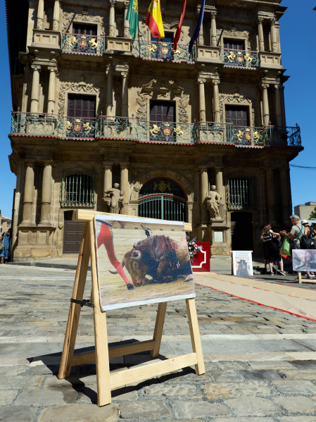 Foto de la manifestación de los activistas antitaurinos en Pamplona.