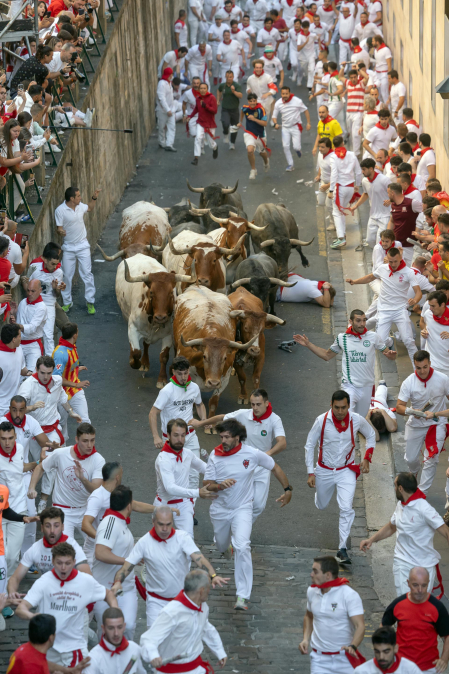 Fotos del quinto encierro de San Fermín 2026 en Pamplona