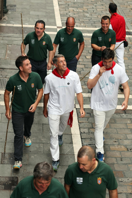 Fotos del séptimo encierro de San Fermín 2026 con toros de Miura en la Estafeta.