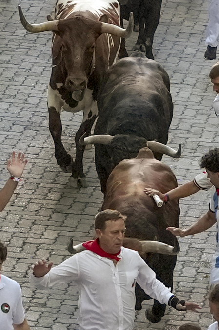 Fotos del octavo encierro de San Fermín 2026 con toros de la ganadería de Jandilla en Pamplona.