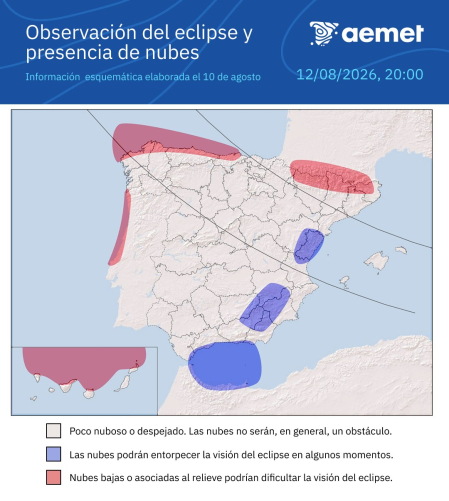 Predicción de nubes de AEMET, hecha el 10 de agosto
