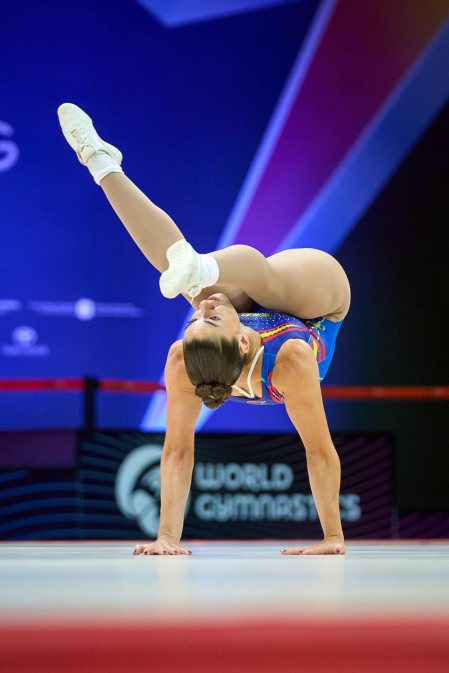 Foto de los entrenamientos de la selección española de gimnasia aeróbica en el Navarra Arena