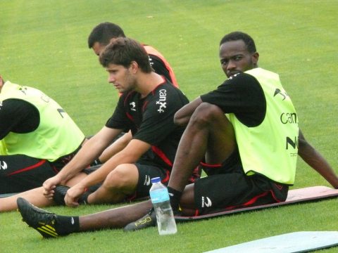 Primer entrenamiento de Lamah, el último fichaje de Osasuna, en Tajonar el miércoles 24 de agosto de 2011