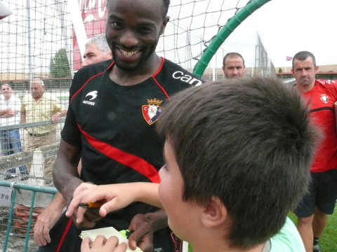 Primer entrenamiento de Lamah, el último fichaje de Osasuna, en Tajonar el miércoles 24 de agosto de 2011