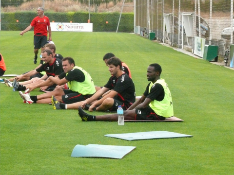 Primer entrenamiento de Lamah, el último fichaje de Osasuna, en Tajonar el miércoles 24 de agosto de 2011