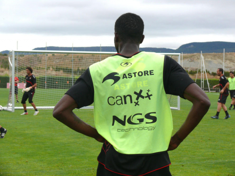 Primer entrenamiento de Lamah, el último fichaje de Osasuna, en Tajonar el miércoles 24 de agosto de 2011