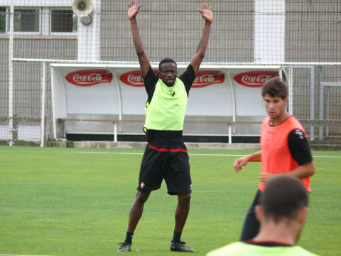Primer entrenamiento de Lamah, el último fichaje de Osasuna, en Tajonar el miércoles 24 de agosto de 2011