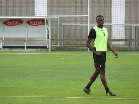 Primer entrenamiento de Lamah, el último fichaje de Osasuna, en Tajonar el miércoles 24 de agosto de 2011