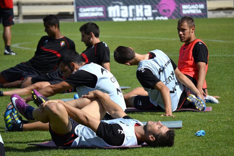 Osasuna se ha entrenado por última vez este sábado en Tajonar antes de emprender su viaje a Madrid