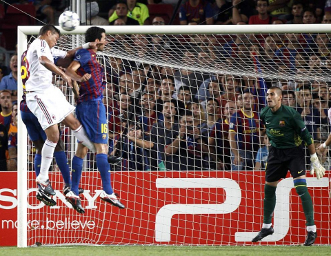 Imágenes del partido entre el FC Barcelona y el Milan de este miércoles