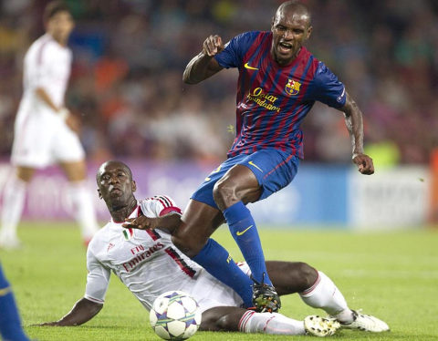 Imágenes del partido entre el FC Barcelona y el Milan de este miércoles
