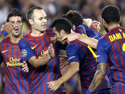 Imágenes del partido entre el FC Barcelona y el Milan de este miércoles