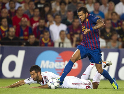 Imágenes del partido entre el FC Barcelona y el Milan de este miércoles