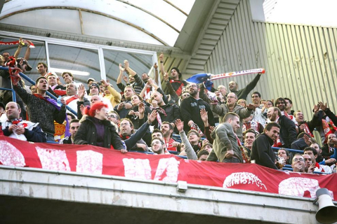 Imágenes de la afición del Reyno de Navarra en el encuentro Osasuna 0 - Rayo Vallecano 0.