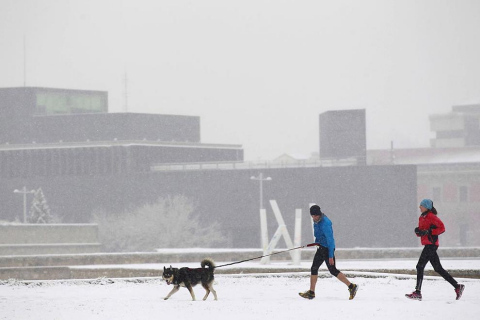 Varios lugares de Pamplona amanecen nevados este 5 de febrero