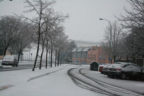 Varios lugares de Pamplona amanecen nevados este 5 de febrero
