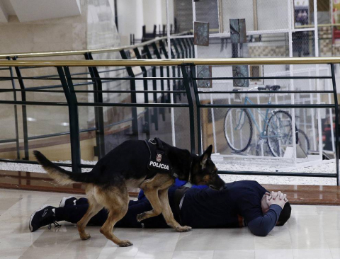 Imágenes del simulacro de atentado terrorista realizado en el centro comercial La Morea.