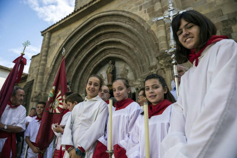Procesión en honor a San Sebastián y misa mayor en las fiestas de Sangüesa