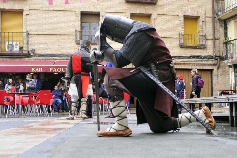Fotos de la feria medieval y del caballo en Marcilla, con combates recreativos medievales y otras actividades.