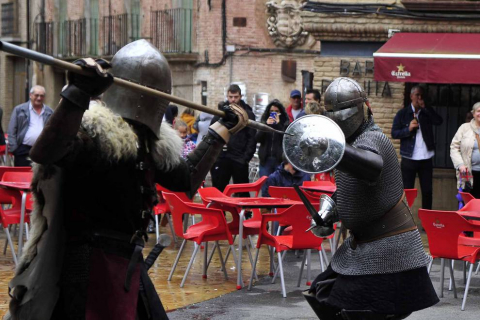 Fotos de la feria medieval y del caballo en Marcilla, con combates recreativos medievales y otras actividades.