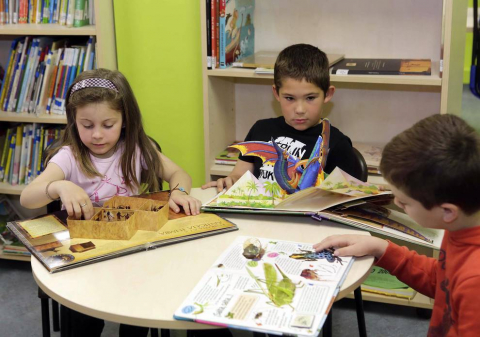 Alumnad el CP Francisco Javier Sáenz de Oiza de Cáseda durante una jornada de clase.