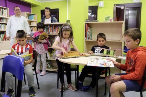 Alumnad el CP Francisco Javier Sáenz de Oiza de Cáseda durante una jornada de clase.