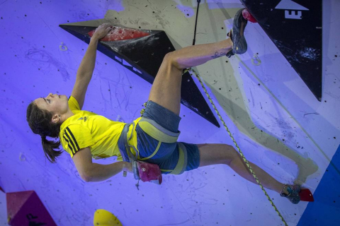 Pruebas de la competición disputadas este sábado en el Rocódromo de Berrioplano, que acogió las finales en la penúltima jornada de los Nacionales.