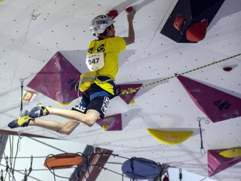 Pruebas de la competición disputadas este sábado en el Rocódromo de Berrioplano, que acogió las finales en la penúltima jornada de los Nacionales.