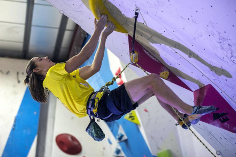 Pruebas de la competición disputadas este sábado en el Rocódromo de Berrioplano, que acogió las finales en la penúltima jornada de los Nacionales.