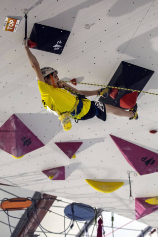 Pruebas de la competición disputadas este sábado en el Rocódromo de Berrioplano, que acogió las finales en la penúltima jornada de los Nacionales.