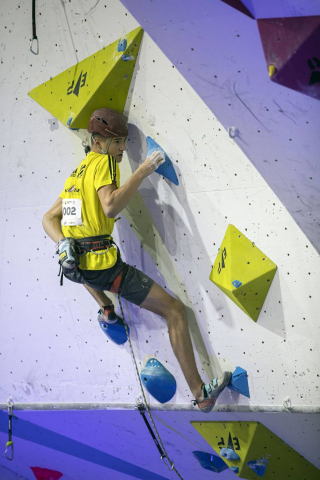 Pruebas de la competición disputadas este sábado en el Rocódromo de Berrioplano, que acogió las finales en la penúltima jornada de los Nacionales.