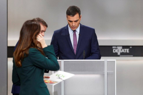 Pedro Sánchez (PSOE), Pablo Casado (PP), Pablo Iglesias (Unidas Podemos), Alberti Rivera (Ciudadanos) y Santiago Abascal (VOX) protagonizaron el único debate entre los candidatos en la campaña electoral de las elecciones generales que se celebran el 10 de noviembre de 2019.