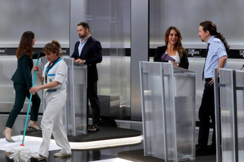 Pedro Sánchez (PSOE), Pablo Casado (PP), Pablo Iglesias (Unidas Podemos), Alberti Rivera (Ciudadanos) y Santiago Abascal (VOX) protagonizaron el único debate entre los candidatos en la campaña electoral de las elecciones generales que se celebran el 10 de noviembre de 2019.