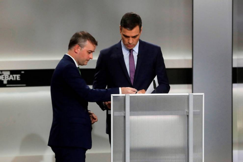 Pedro Sánchez (PSOE), Pablo Casado (PP), Pablo Iglesias (Unidas Podemos), Alberti Rivera (Ciudadanos) y Santiago Abascal (VOX) protagonizaron el único debate entre los candidatos en la campaña electoral de las elecciones generales que se celebran el 10 de noviembre de 2019.