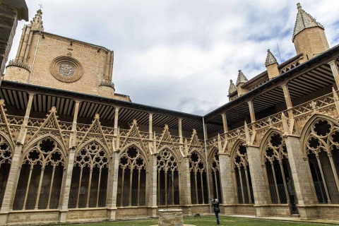 Imágenes de la visita guiada a la presentación de la finalización de las obras de restauración del claustro gótico de la Catedral de Pamplona.