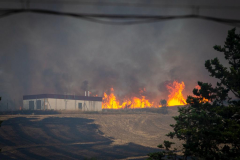 Fotos del incendio producido entre Obanos y Legarda a su llegada a Puente la Reina
