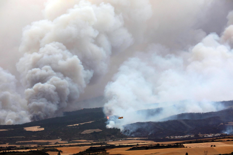Fotos del incendio producido entre Obanos y Legarda.