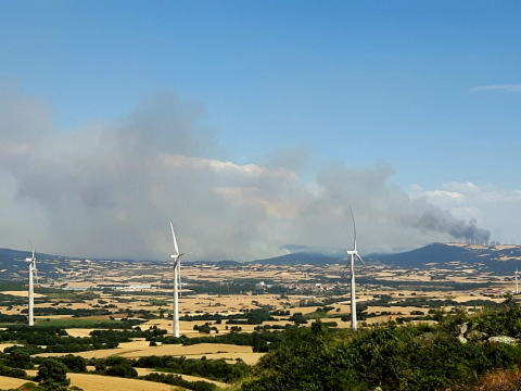 Incendio de la Valdorba desde Añorbe.