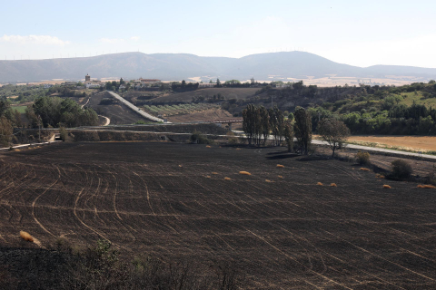 Fotos de los efectos de los incendios en Obanos, Puente la Reina, Legarda, Undiano y Astráin.