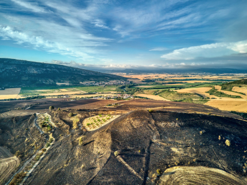 Efectos del incendio en el valle de Etxauri.