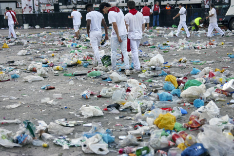 Kilos de basura en Pamplona en San Fermín
