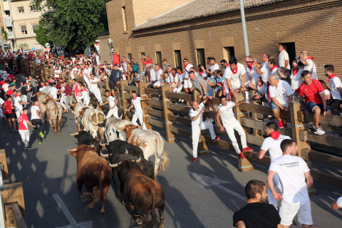 Primer encierro de las fiestas de Tudela 2022.