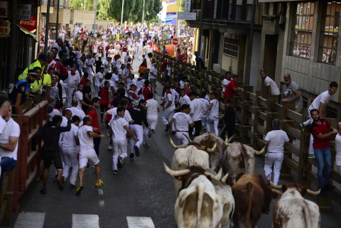 Primer encierro de las fiestas de Tudela 2022.