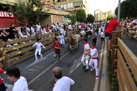 Primer encierro de las fiestas de Tudela 2022.