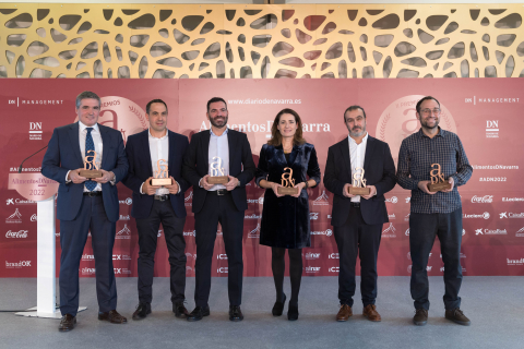 De izq. a dcha.: Benito Jiménez Cambra (CEO Congelados de Navarra), Javier Campo Blanco (Conservas Pedro Luis), Sergio Beni Solans (Director Benis Food), Berta Anaut Benito (Gerente Antonio Anaut), José Barberena Olagüe (Director Almameat) y Xabier Sanz Larrea (Viña Zorzal Wines).