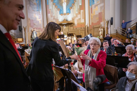 Fotos del concierto de la Pamplonesa y Voces de Oro en la Casa de la Misericordia de Pamplona.