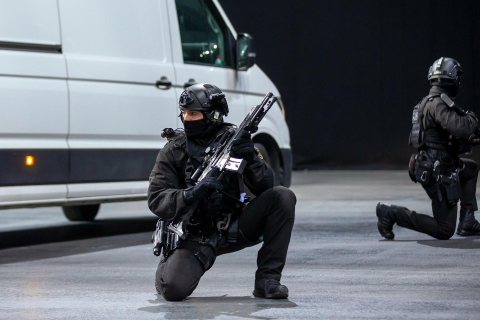 Jornada de puertas abiertas de la Policía foral en el Navarra Arena./